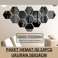 Cermin Tempel Dinding (1 paket isi 13 pcs ukuran 16x14cm) Kaca Cermin Aesthetic Kaca Dinding Cermin 