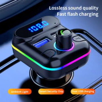 Car Phone Charger Bluetooth 5.0 USB 4.2A Fast Car Charger MP3 Transmitter Player U Disk FM Radio Module Support Hands-free