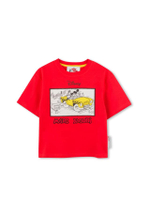 เสื้อยืดเด็กโตผู้ชาย แขนสั้น Mickey Mouse สีแดง