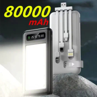 80000mAh Power Bank Two-way Fast Charging External Charger Digital Display Portable External Battery LED for Xiaomi iPhone