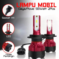 Lampu LED Utama Mobil Motor COB Cahaya Terang Putih ZES Headlight 12000LM 55W 6000K H11 12V 2 PCS - 