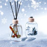 120ml Natural Fragrance Reed Diffuser Set with Sticks, Aroma Oil Diffuser for Home, Office, Hotel, Bathroom Glass Reed Diffuser