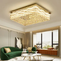 High-end Household Crystal Ceiling Lights Atmospheric Living Room LED Ceiling Lamps Rectangular Bedroom Dining Room Crystal Lamp
