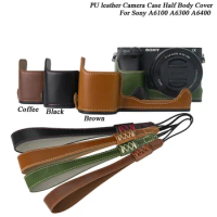 PU Leather Camera Case Bag Half Body For Sony A6000 A6100 A6300 A6400 Half case