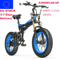 CHINA US Stock LANKELEISI X3000PLUS-UP 20inch Fat Tire Folding Electric Bike 48V 17.5AH Lithium Battery Ebike 1000w Bicycle