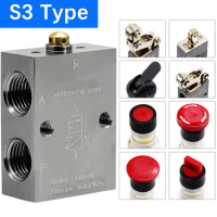 S3 Pneumatic 3/2 Way Control Valves M5 1/8 1/4 S3B/C/D/Y/R/S3L/V/S3PL/PP/PF/PM/HS-M5/06/08 Roller type Mechanical valve switch