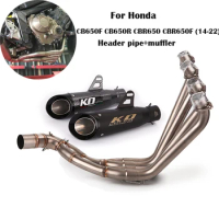 For Honda CB650F CB650R CBR650 CBR650F 2014-2022 Slip On 51mm Motorcycle Exhaust System Escape Front Link Pipe Stainless Steel