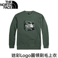 [ THE NORTH FACE ] 迷彩Logo圓領刷毛上衣 綠 / NF0A5AZJV1T