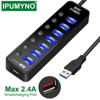 USB HUB 3.0 Multi 4 7 Port Splitter Charger For Ipad Mac Book Air Pro PC Computer Notebook Accessories With 5V 2A Power Adapter