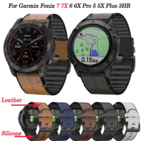 Quickfit 22 26mm Smart Watch Strap For Garmin Fenix 7 7X 6 6X Pro 5X 5 Plus Mk1 Mk2 935 945 Epix Silicone Leather Band Wristband