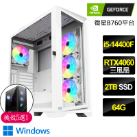 【NVIDIA】i5十核Geforce RTX4060 WiN11{大器晚成}電競電腦(i5-14400F/B760/64G/2TB)