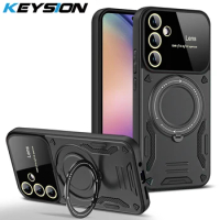 KEYSION Shockproof Armor Case for Samsung A54 5G A34 A14 LTE Magnetic Ring Stand Camera Protector Phone Cover for Galaxy A54 5G