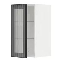 kabinet dinding dgn rak/pintu kaca, putih/Hejsta gelas buluh antrasit, 30x37x60 cm
