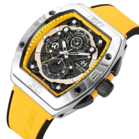 Original Evans Jayden 9549 Jam Tangan Pria Rubber Silicon Kaca Sapphire Chronograph Water Resistant 