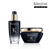 【KERASTASE 巴黎卡詩】黑鑽極萃逆時寵奢組(髮油+髮膜)