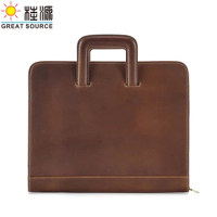MQQ Genuine Leather Lagtop Bag 13.3 Inch Padfolio bag With Handle Multi Function Compendium FolderL34*W28*T5cm