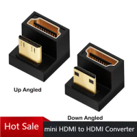 Mini HDMI Male to HDMI-compatible 2.1 Female Extension Adapter 360 Degree Angled U-shaped Converter 4K 8K 60Hz
