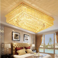 Modern golden rectangular crystal lamp living room atmosphere simple ceiling lamps led bedroom dining room study lighting lamps