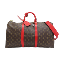【二手名牌BRAND OFF】LOUIS VUITTON LV 路易威登 棕色 原花帆布 Keepall Bandouliere 50 手提行李袋 M44740
