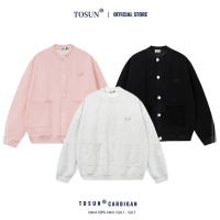 Áo Cardigan Nữ 𝐓𝐎𝐒𝐔𝐍 Form Rộng Unisex Áo Khoác Nam Nữ Chất Nỉ Ép Hàn Cổ Tròn Túi Vuông Thêu Logo K09