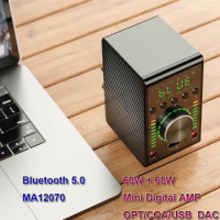 68W + 68W Infineon MA12070 Bluetooth 5.0 Digital Audio Power Amp MA12070P Class D HiFi Stereo 24bit/192kHz USB DAC Amplifier