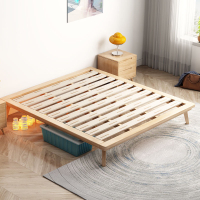 Nordic Style Solid Wood Bed Tatami Bed Tatami Bed Frame without Backrest Trundle Double Bed Bedframe Wooden Bed Queen King Bed Bed 1.5M Japanese Style Log Suspension Bed
