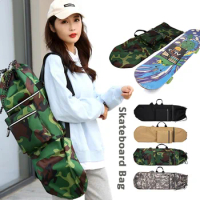 84/90/110cm Double Rocker Skateboard Backpack Land Surfboard Bag Waterproof Wear-resistant Longboard Bag Skateboard Carry Bag