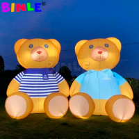 Outdoor Lovely Sitting Giant Inflatable Teddy Bear With Led Lights Big Animal Cartoon Mascot For Advertising WD73SU