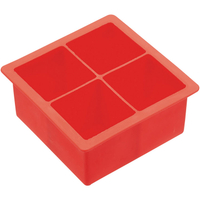《BarCraft》四格方塊製冰盒(紅) | 威士忌 冰塊盒 冰塊模 冰模 冰格