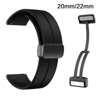 20mm 22mm Strap For Samsung Galaxy watch 4/5 pro/classic/gear s3/active 2 Sport Silicone Magnetic Buckle Huawei GT 2 2e 3 band