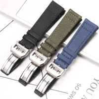 Watch Accessories Canvas Watchband For IWC PILOT Portugal Portugieser IW3777 Fabric Watch Strap 20 21 22mm Nylon Leather Band
