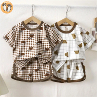 0-5Years Old 80-110cm Kids Outfits Pyjamas Sets Short Sleeve Suits OOTD Tops+Shorts Sleepwear T-shir