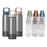 【WOKY 沃廚】Ti純鈦提手運動保溫瓶800ml+ Ecozen透明水瓶600ml(運動水壺/輕量水壺/隨行杯/保溫杯瓶)