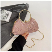 Vedlyn Vedlyn Mirella Tas Pesta Wanita Clutch Brokat Stylish – Pink