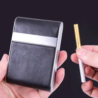 Portable fashion men's cigarette case flip stainless steel metal business card holder cigarette case