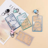 Cartoon Card Case for Girl Boy ID Holder Badge Cover with Bell Business Credit Card Holder Case Acrylic Transparent Keychain New