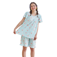 【蕾妮塔塔】MIT台灣製拉拉水蜜桃 棉柔短袖兩件式睡衣(R07006兩色可選)