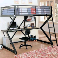 Tempat Tidur Tingkat Modern dengan Meja Kerja dan Laci untuk Ruang Hemat Space-saving Bunk Bed denga