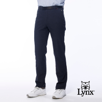 【Lynx Golf】男款日本進口布料拉鍊口袋設計後袋配布剪接平口休閒長褲-深灰色