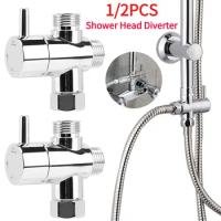 1/2PCS Shower Head Diverter Valve G1/2 3 Way Switch Adapter Connector Diversion Valve Tap Chrome Faucet Bathroom Accessories