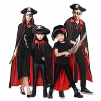 兒童吸血鬼披風僵尸成人海盜cos披肩紅黑色惡魔斗篷死神服裝巫師
