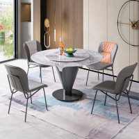 樹與時光輕奢超晶石餐桌椅組合新型高端大理石圓桌家用小戶型飯桌