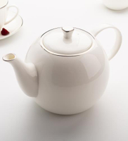 咖啡壺 歐式下午茶壺描白金骨瓷創意咖啡壺 家用速溶咖啡沖泡壺