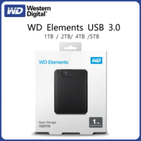 Original!!! Western Digital WD Elements Hard Drive Hard Disk HDD 2.5" 500GB 1TB 2TB 4TB HDD USB 3.0 Portable External Hard Disk
