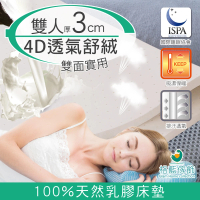 【格藍傢飾】纖柔4D透氣兩用3cm天然乳膠床墊-雙人(泰國乳膠釋壓抗菌防)