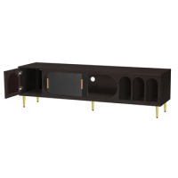 Modern TV Stand for 70+ Inch TV, TV Media Console Table, with 3 Shelves and 2 Cabinets, TV Console Cabinet Furniture