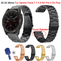 For Garmin Fenix 7S 7 7X 6S 6 6X Pro 5S 5 5X Plus Smart Watch 26 22 20 mm Quick Release Easyfit Stainless steel Watch Wrist band