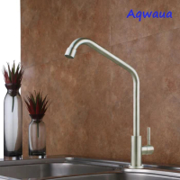 Aqwaua Cold Water Kitchen Faucet SUS304 Stainless Steel Tap Single Handle Long Neck Cold Water Tap Kitchen Sink Faucet
