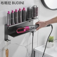 Suitable for Dyson Airwrap Curling Storage Rack Stand Bracket Pasted Curling Tool Space Saving Bathroom Organizer Wall Shelf