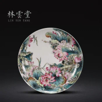 of lotus leaf powder enamel pot of flowers on jingdezhen handmade ceramic decoration sat dish dish furnishing articles